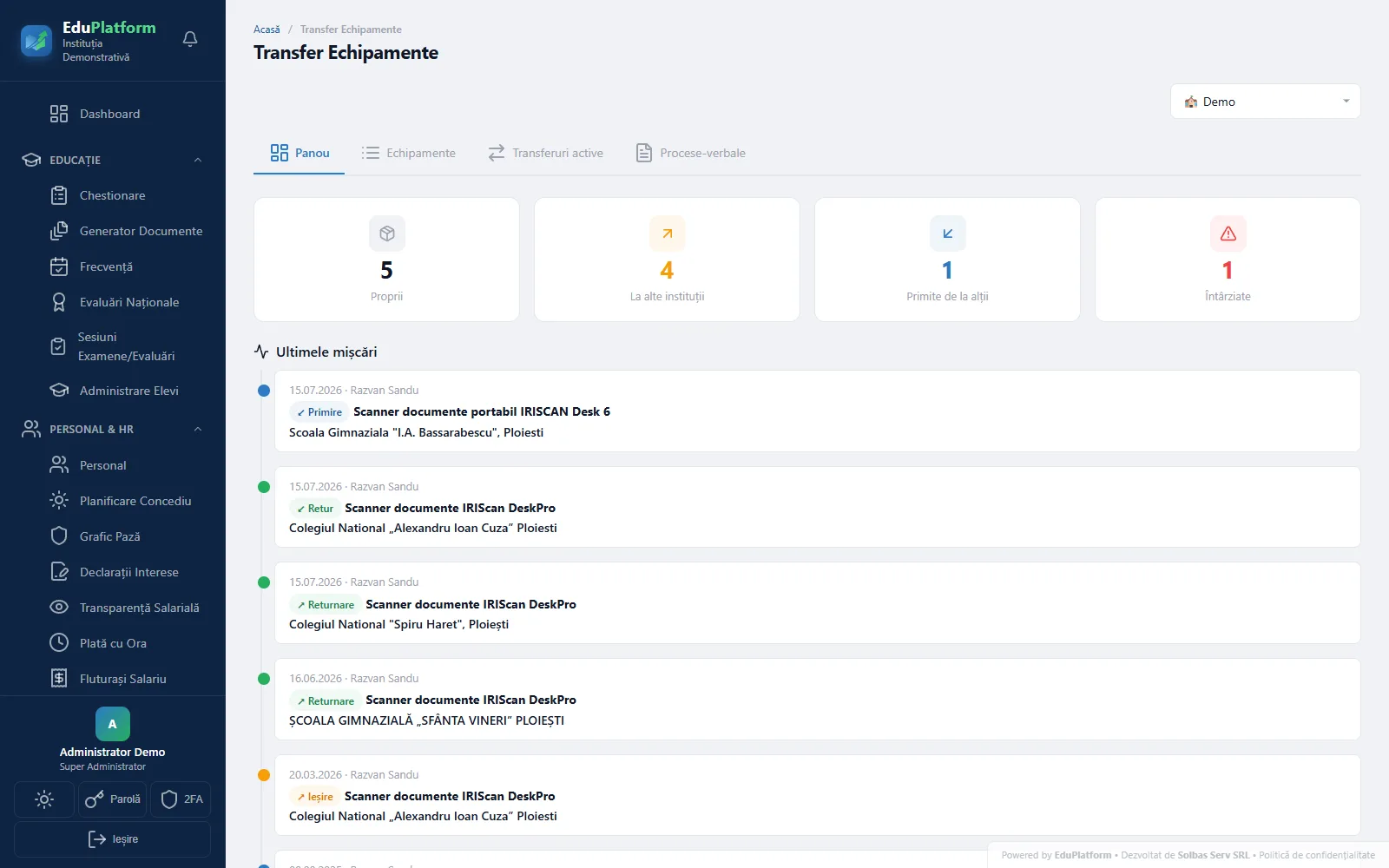 Transfer Echipamente — Flux transfer