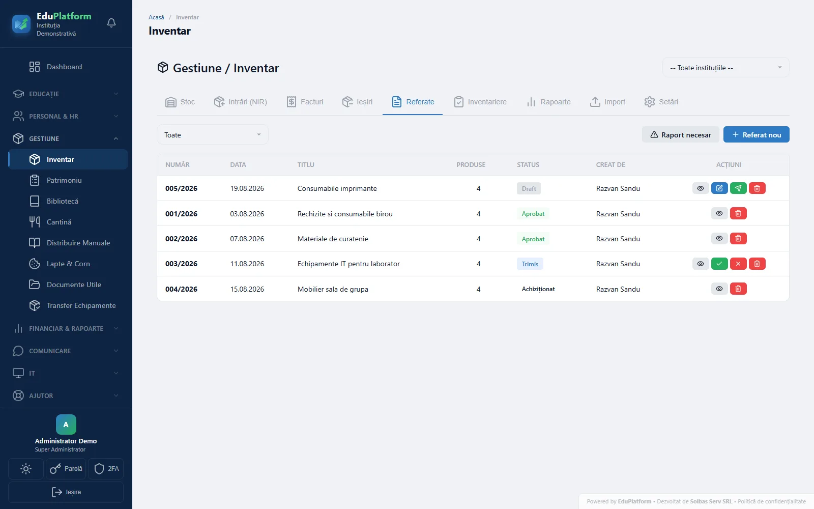 Inventar — Referate
